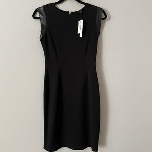 Aqua Black Dress With Leather Trim